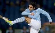Lazio's forward Sergio Floccari kicks to score on February 9, 2013 at Rome's Olympic stadium